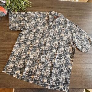 Tori Richard Honolulu Hawaiian Shirt Mens Large Tropical Print 100% Cotton Large